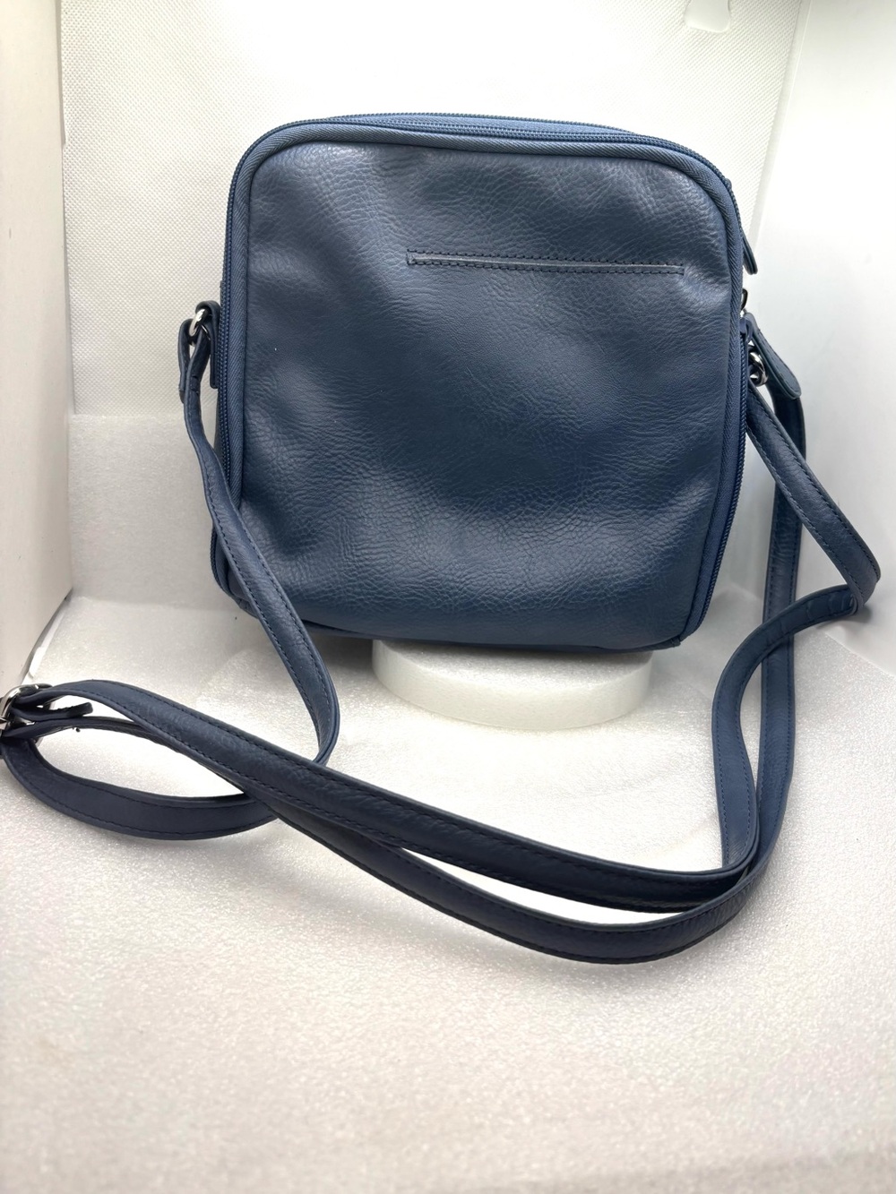 MultiSac North South Zip Around Crossbody Bag Indigo Blue Faux Leather - Picture 4 of 12